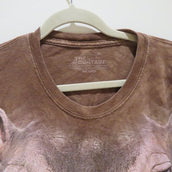 THE MOUNTAIN Hippo Print Distressed Tie Dye T-Shirt in Brown Hippie Y2K Boho XL - Picture 4 of 14